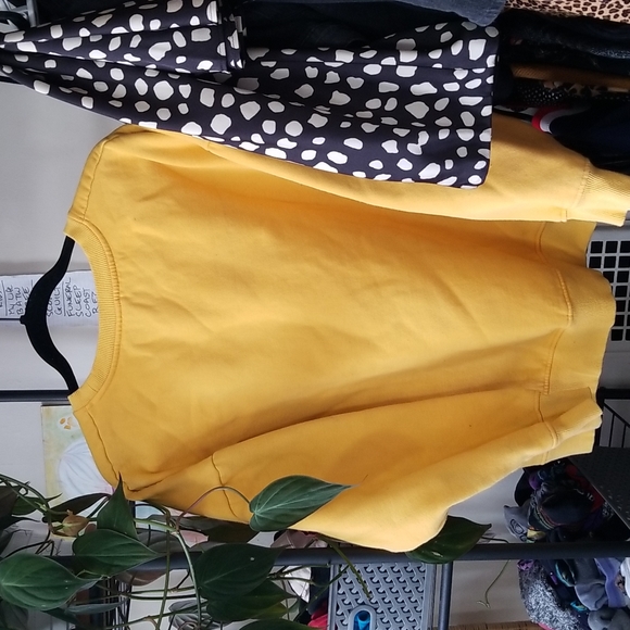 Clammy Heart Fall Leaves Embroidered Yellow Crew Neck Sweater - Picture 2 of 9